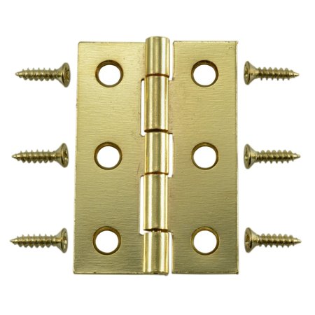 MIDWEST FASTENER 2 x 1-3/8" Bright Brass Plated Steel Butt Hinges 4PK 37184